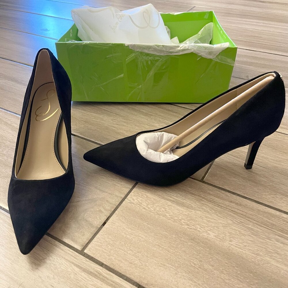 Sam Edelman Vienna Pointed Toe Black Suede Heel Size 6